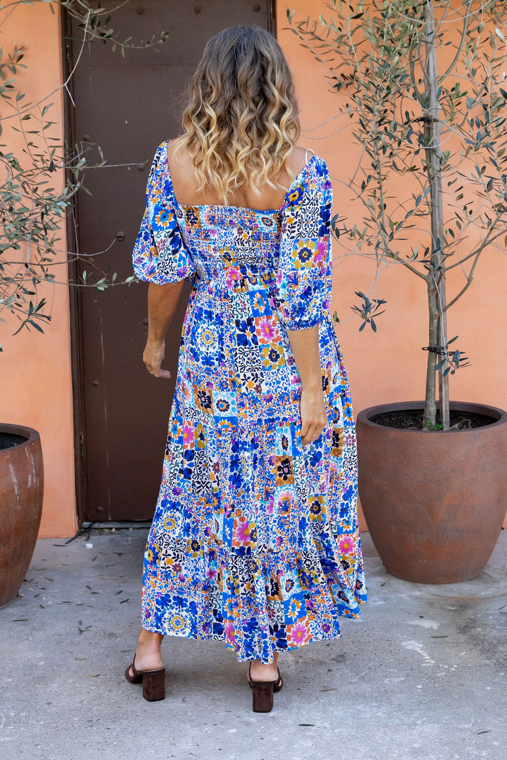 Emily Maxi Dress in Floral Tiles