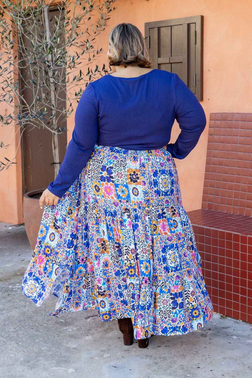 Carrie Skirt in Floral Tiles