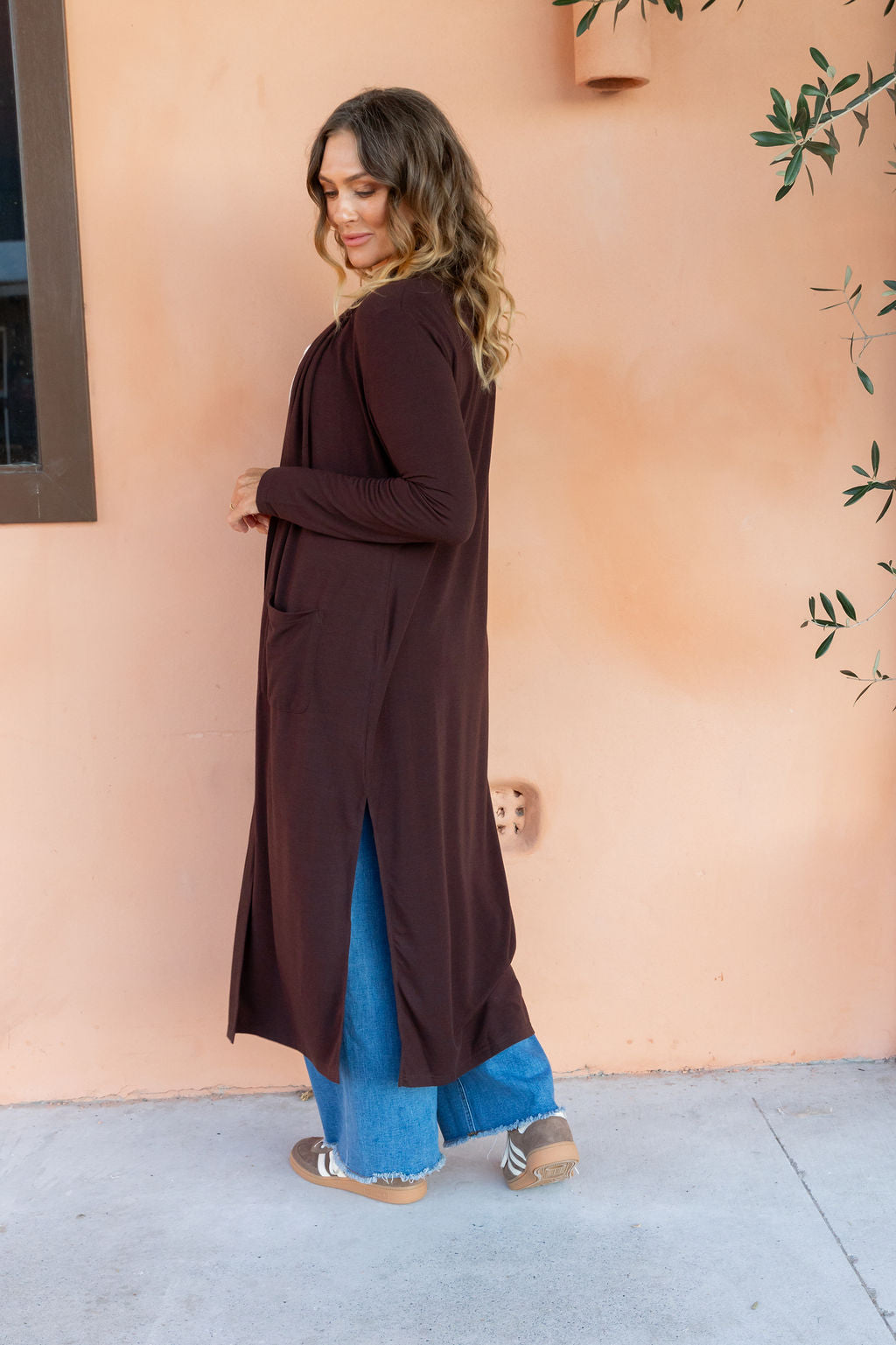 Jane Cardi Maxi Length in Chocolate