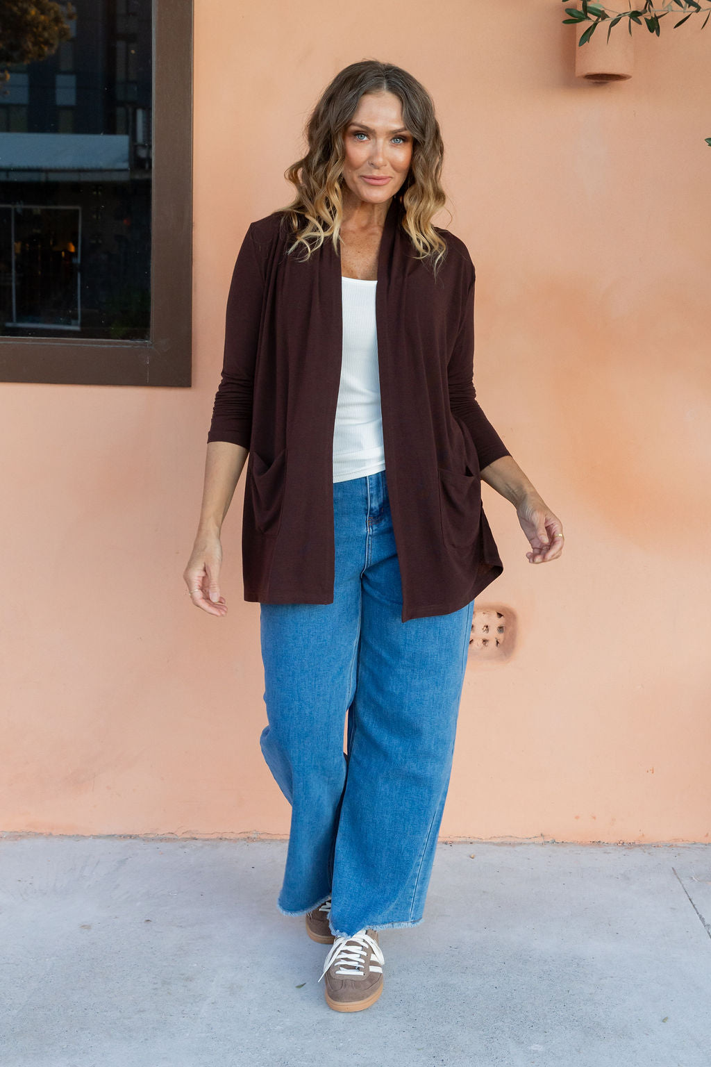 Jane Cardi Short Length in Chocolate