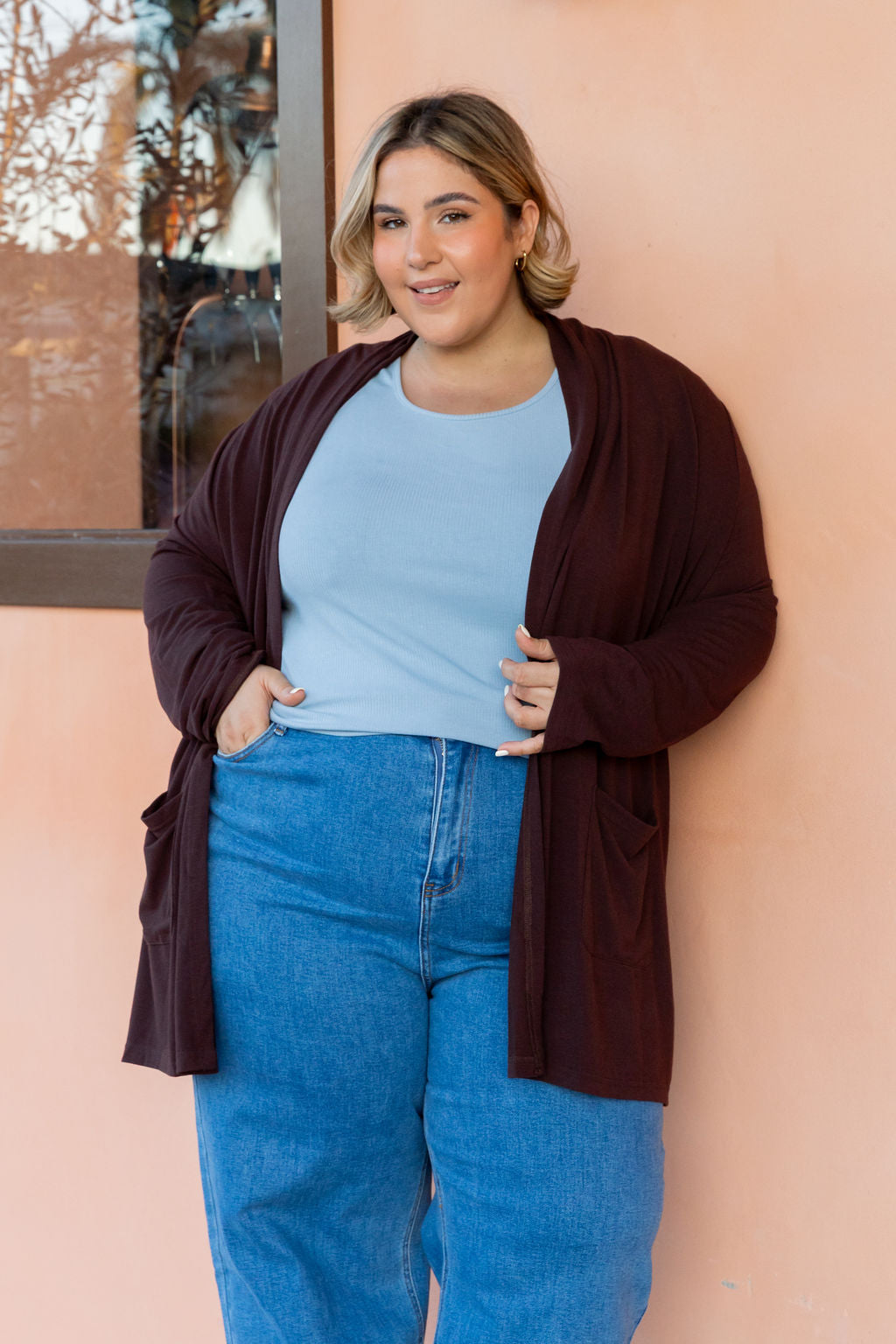 Jane Cardi Short Length in Chocolate