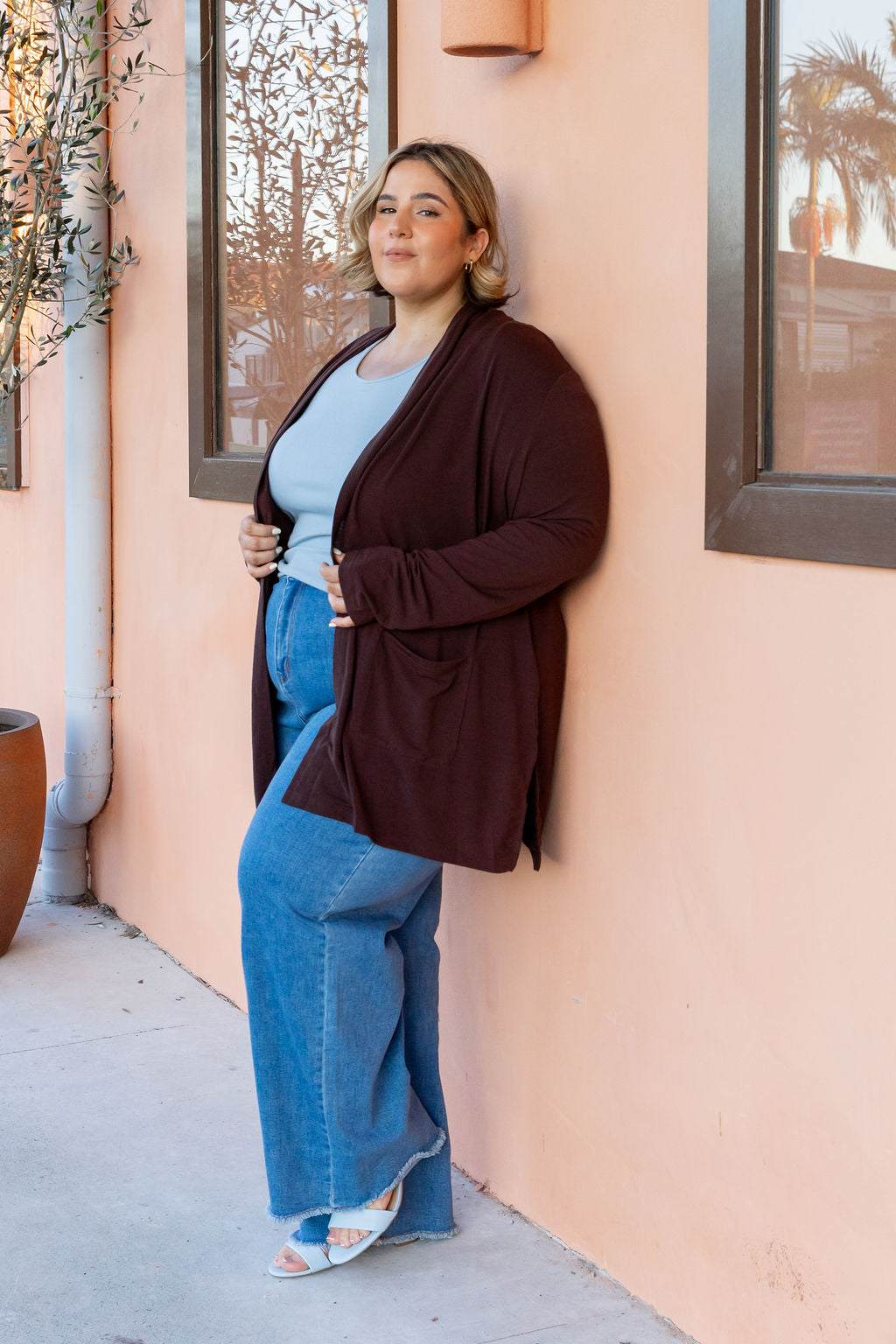 Jane Cardi Short Length in Chocolate
