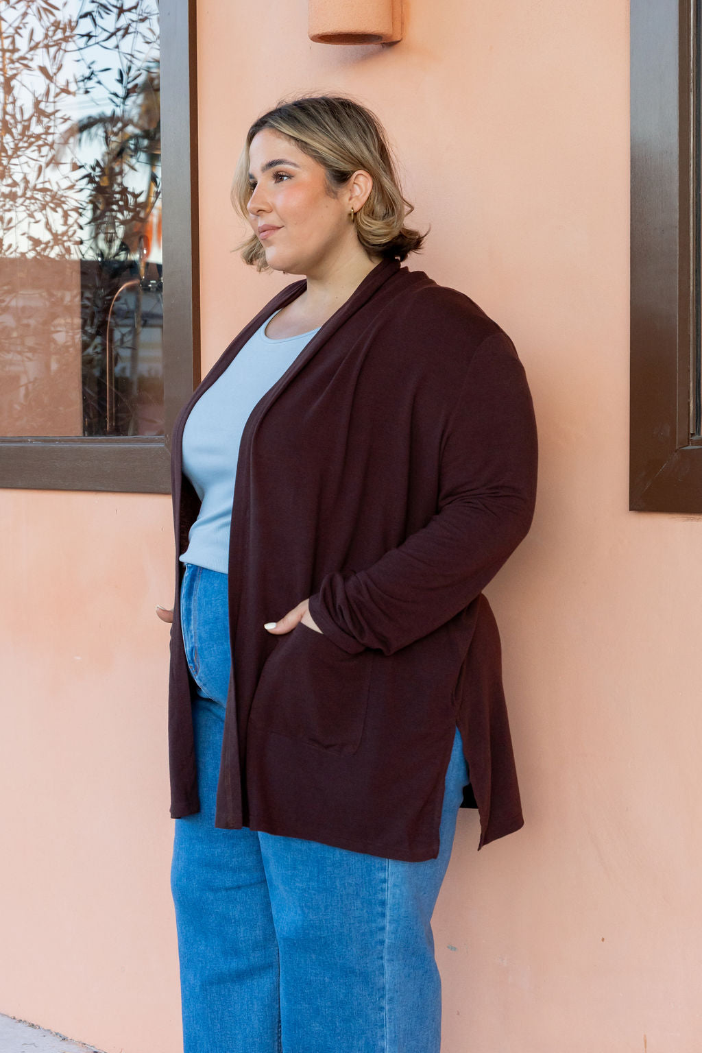 Jane Cardi Short Length in Chocolate