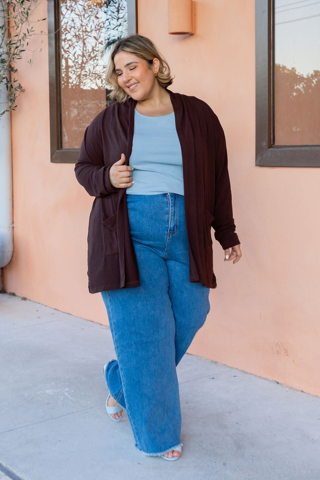 Jane Cardi Short Length in Chocolate