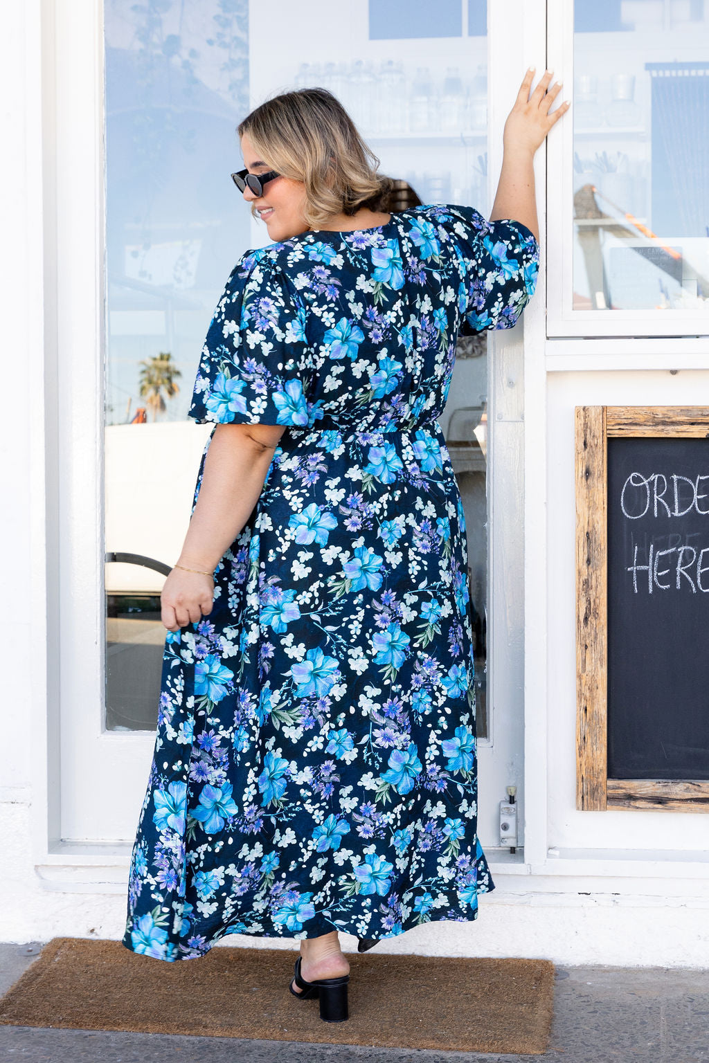 Lucinda Maxi Dress in Indigo Blooms