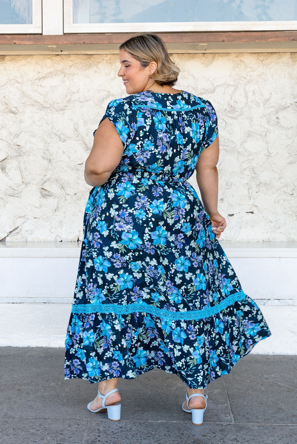 Louisa Maxi Dress in Indigo Blooms
