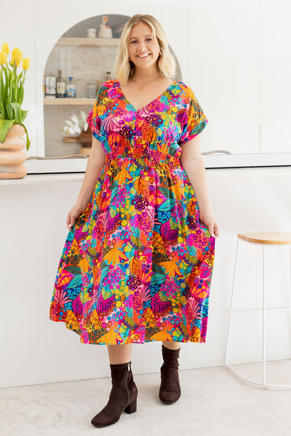 Millie Midi Dress in Jungle Bungle by Kasey Rainbow