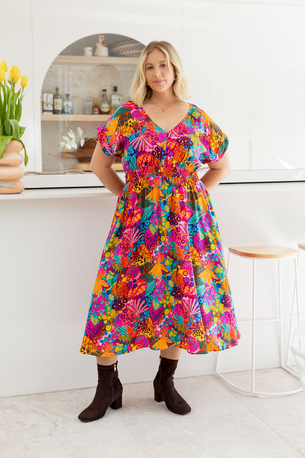Millie Midi Dress in Jungle Bungle by Kasey Rainbow
