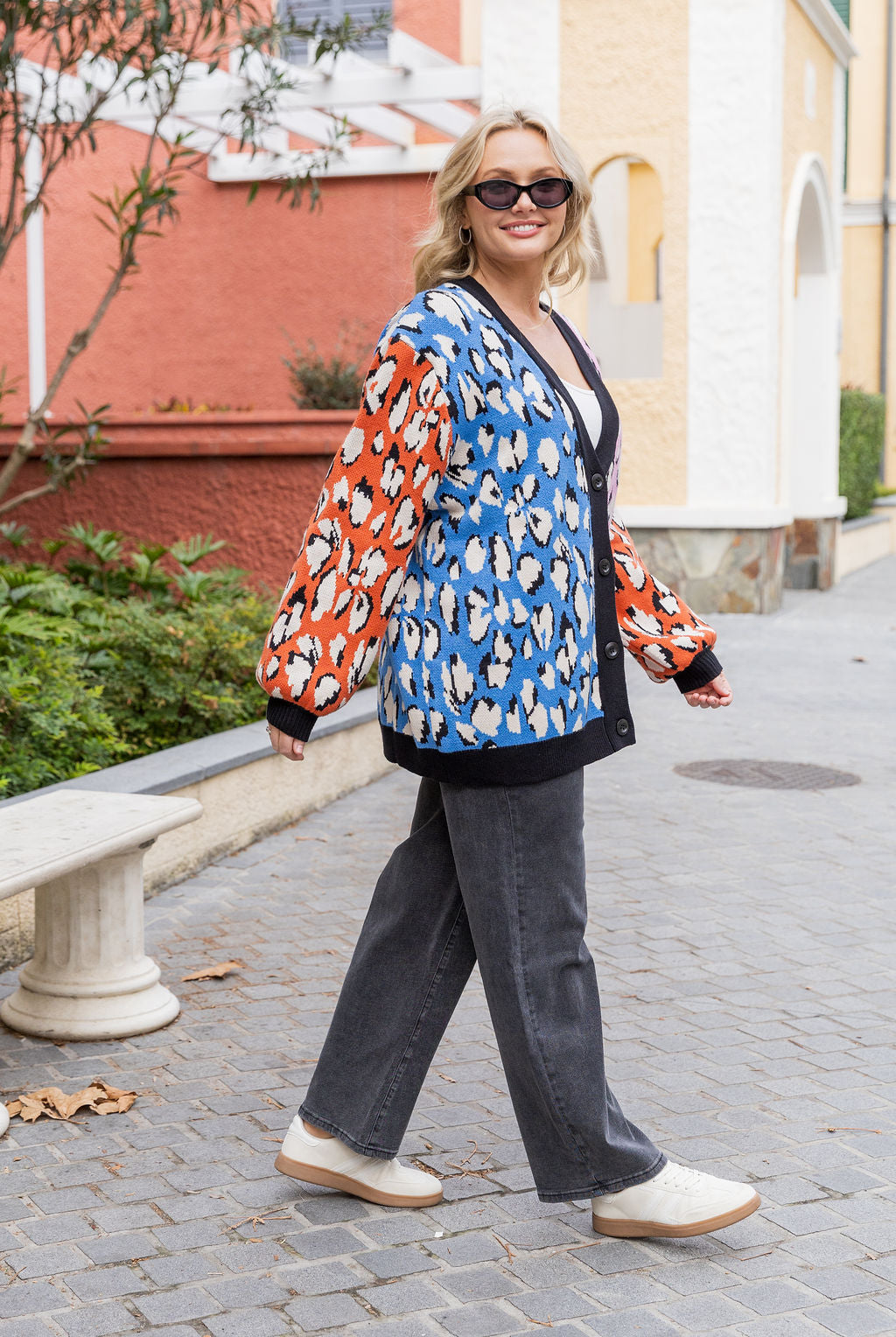 Prague Knit Cardi in Abstract Animal Mix