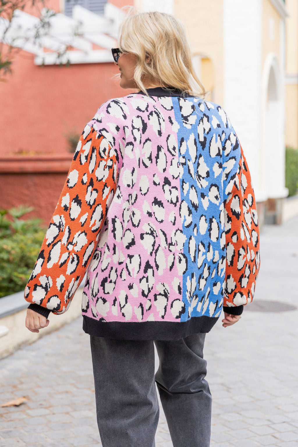 Prague Knit Cardi in Abstract Animal Mix