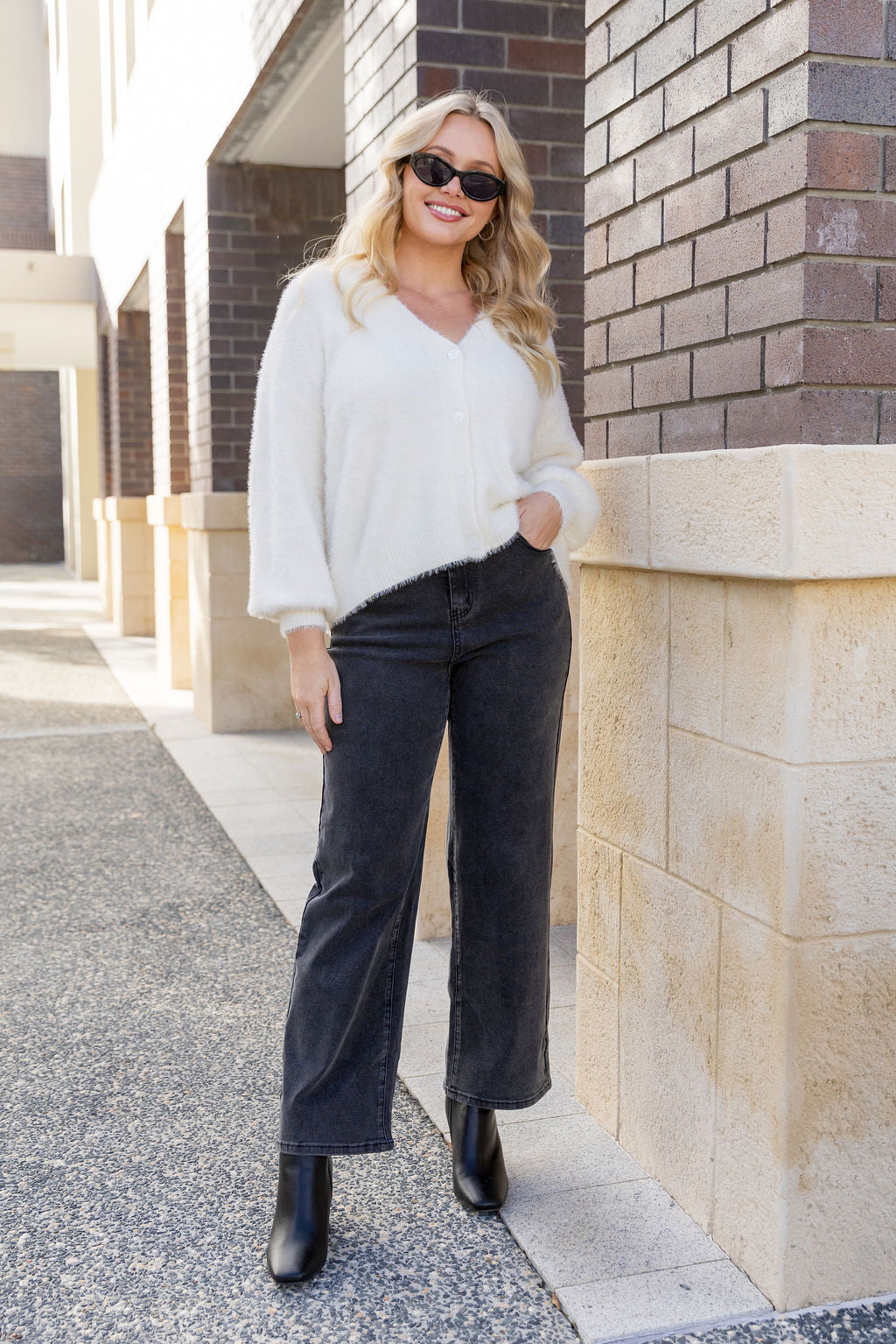 Clover Fluffy Knit in Off White