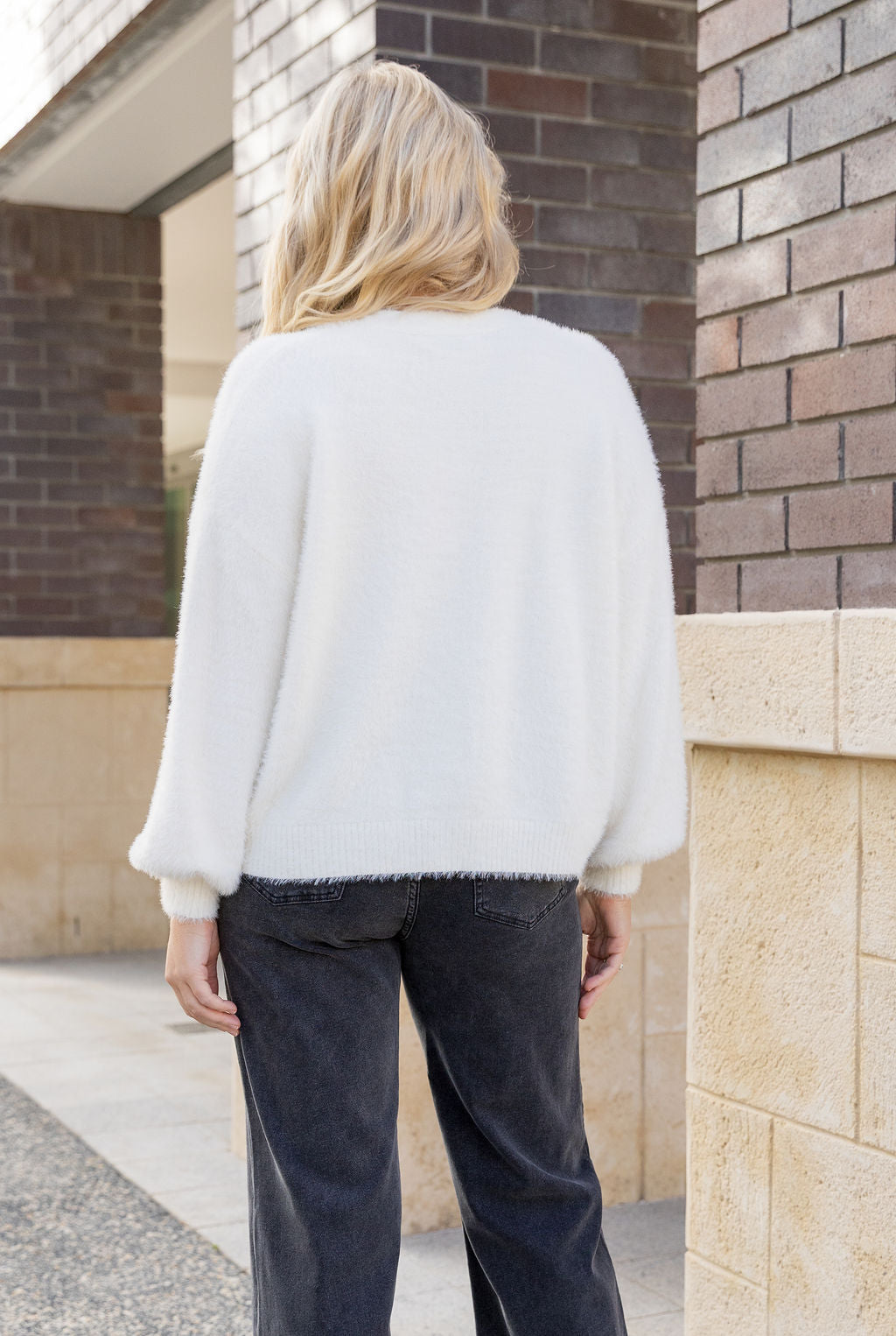Clover Fluffy Knit in Off White