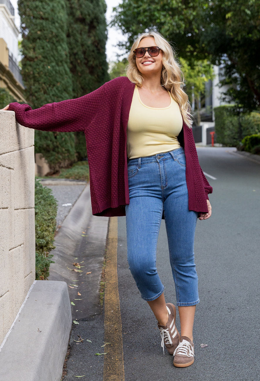 Marbelle Knit Cardigan in Burgundy