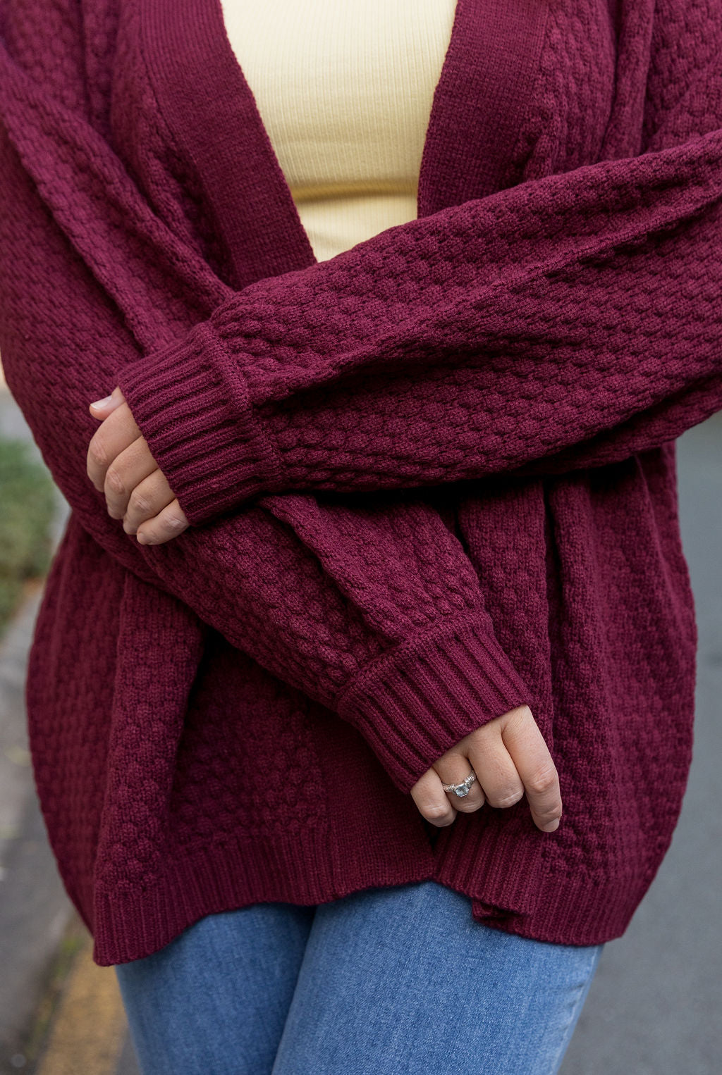 Marbelle Knit Cardigan in Burgundy