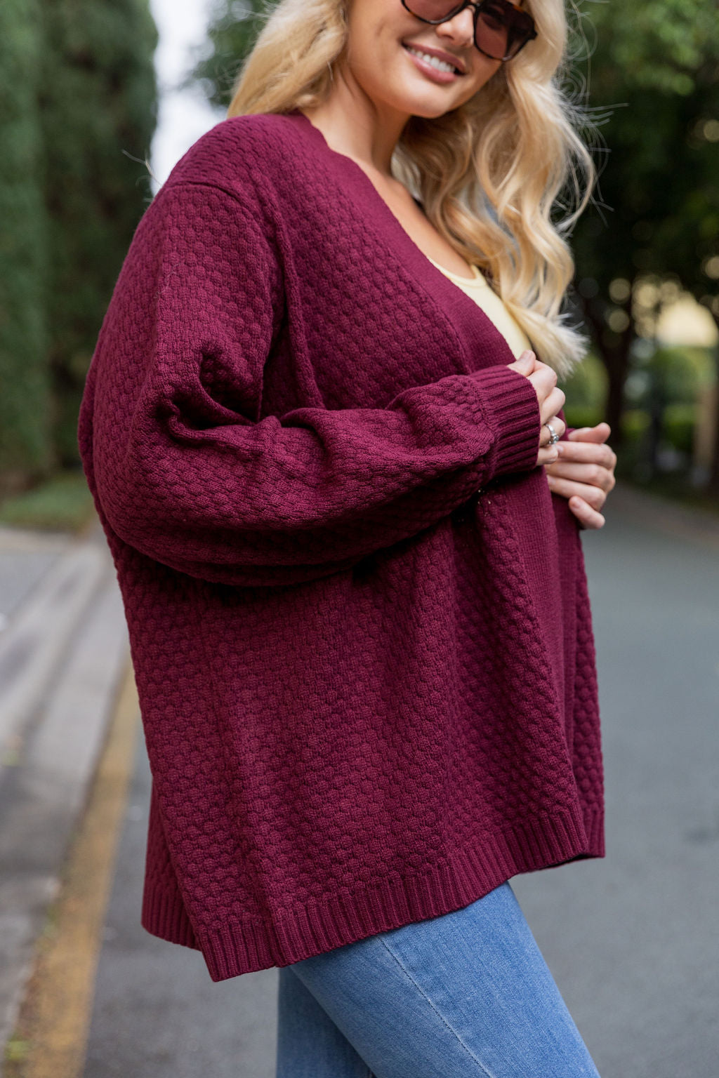Marbelle Knit Cardigan in Burgundy