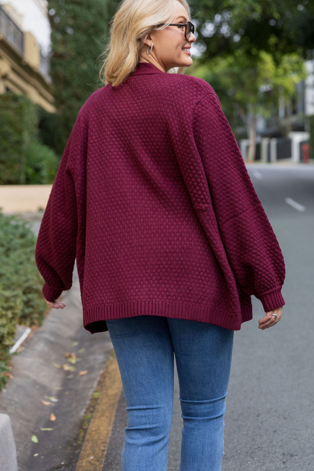 Marbelle Knit Cardigan in Burgundy