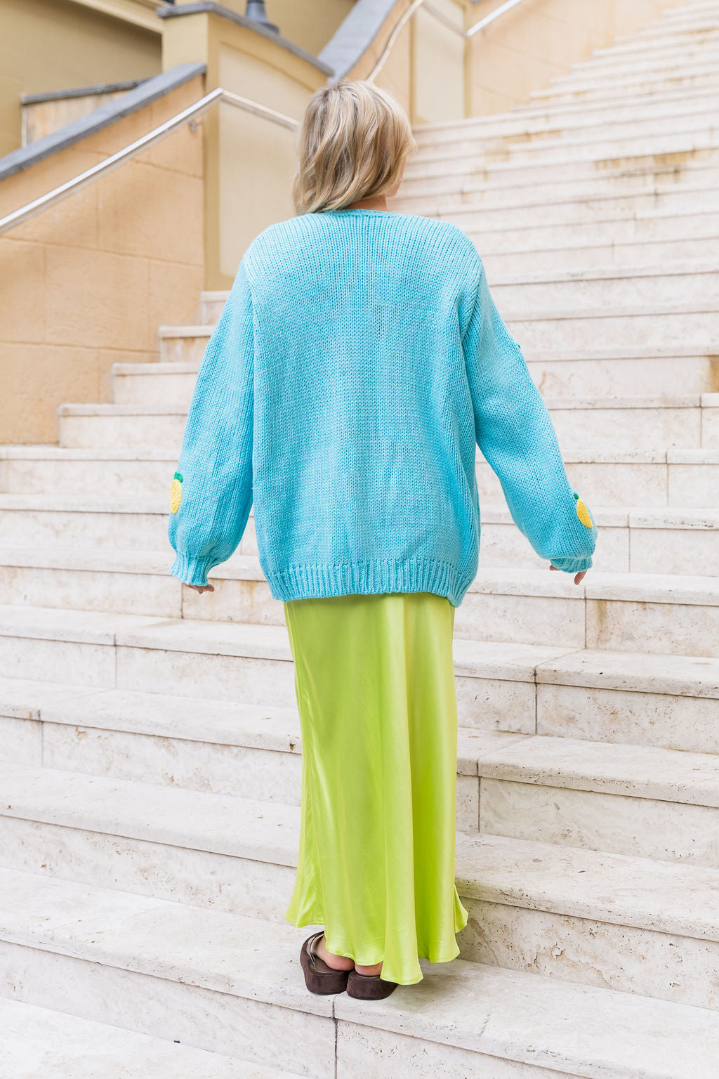 Amalfi Cardi in Light Blue/Lemons