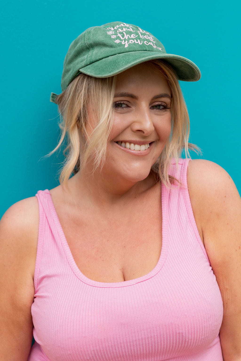 Essentials Slogan Cap in Show Up Green