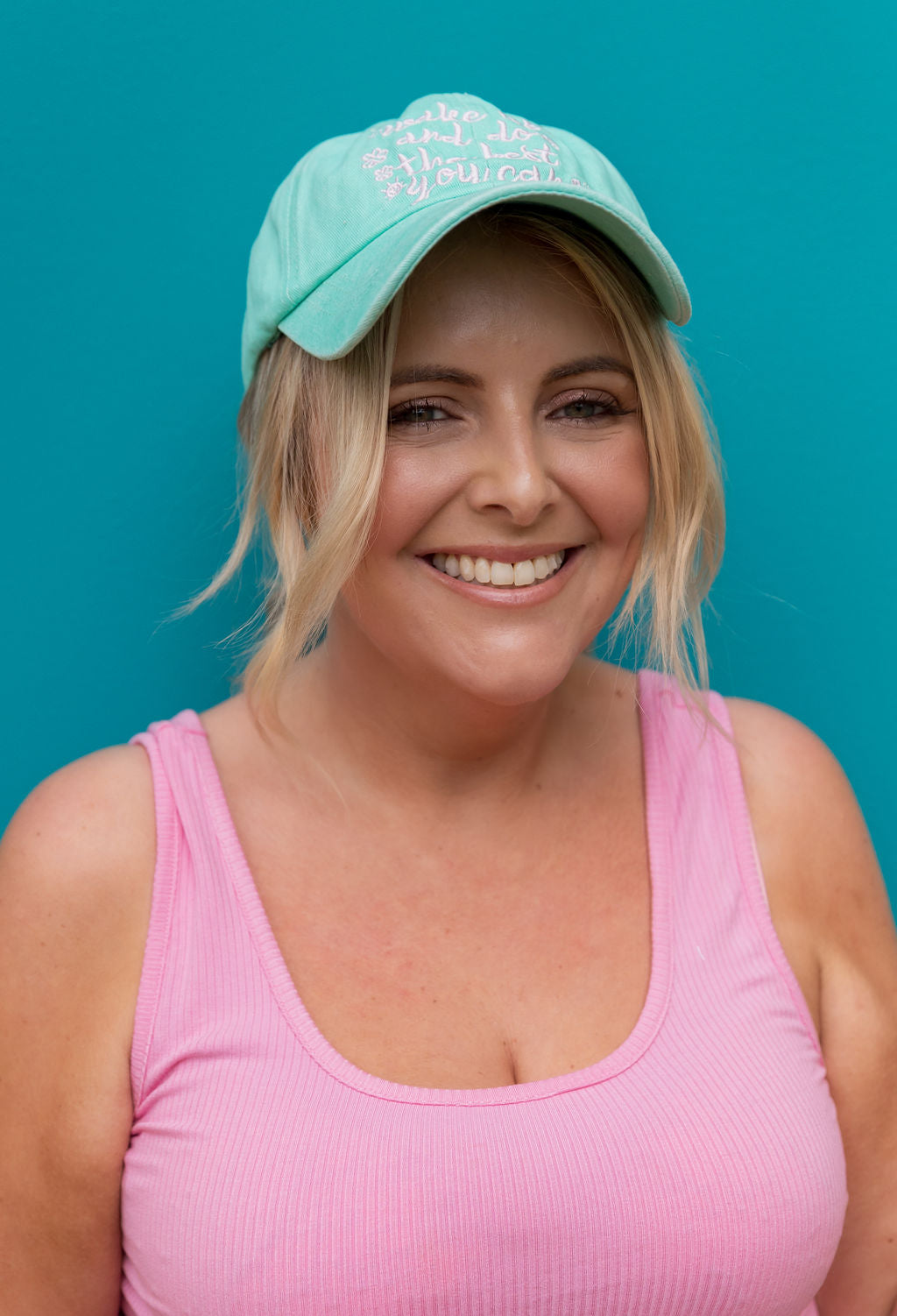 Essentials Slogan Cap in Show Up Blue