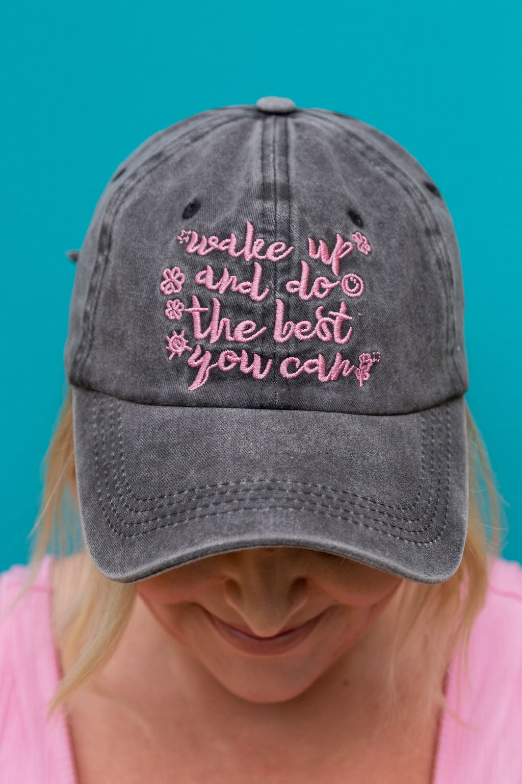 Essentials Slogan Cap in Show Up Black