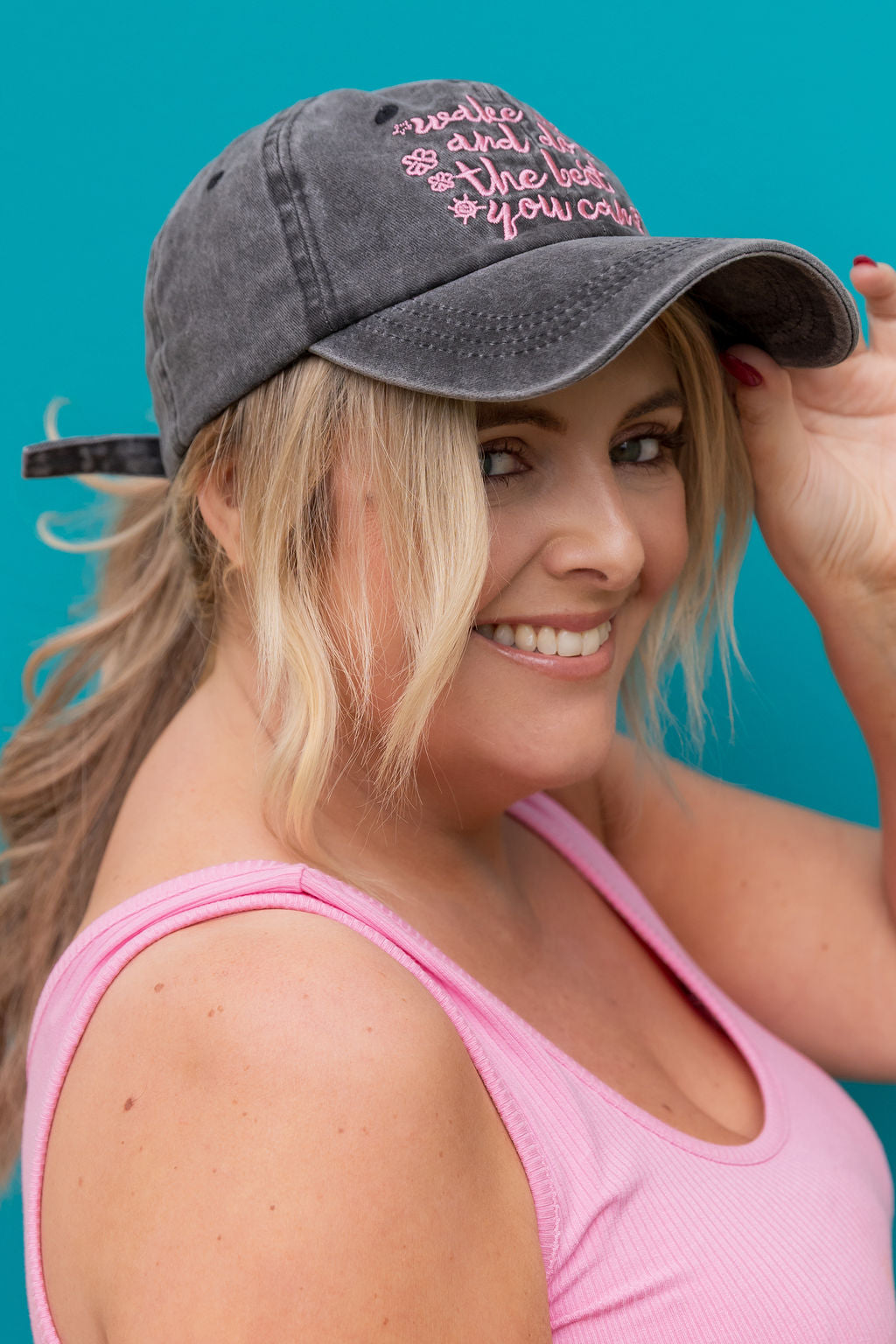 Essentials Slogan Cap in Show Up Black