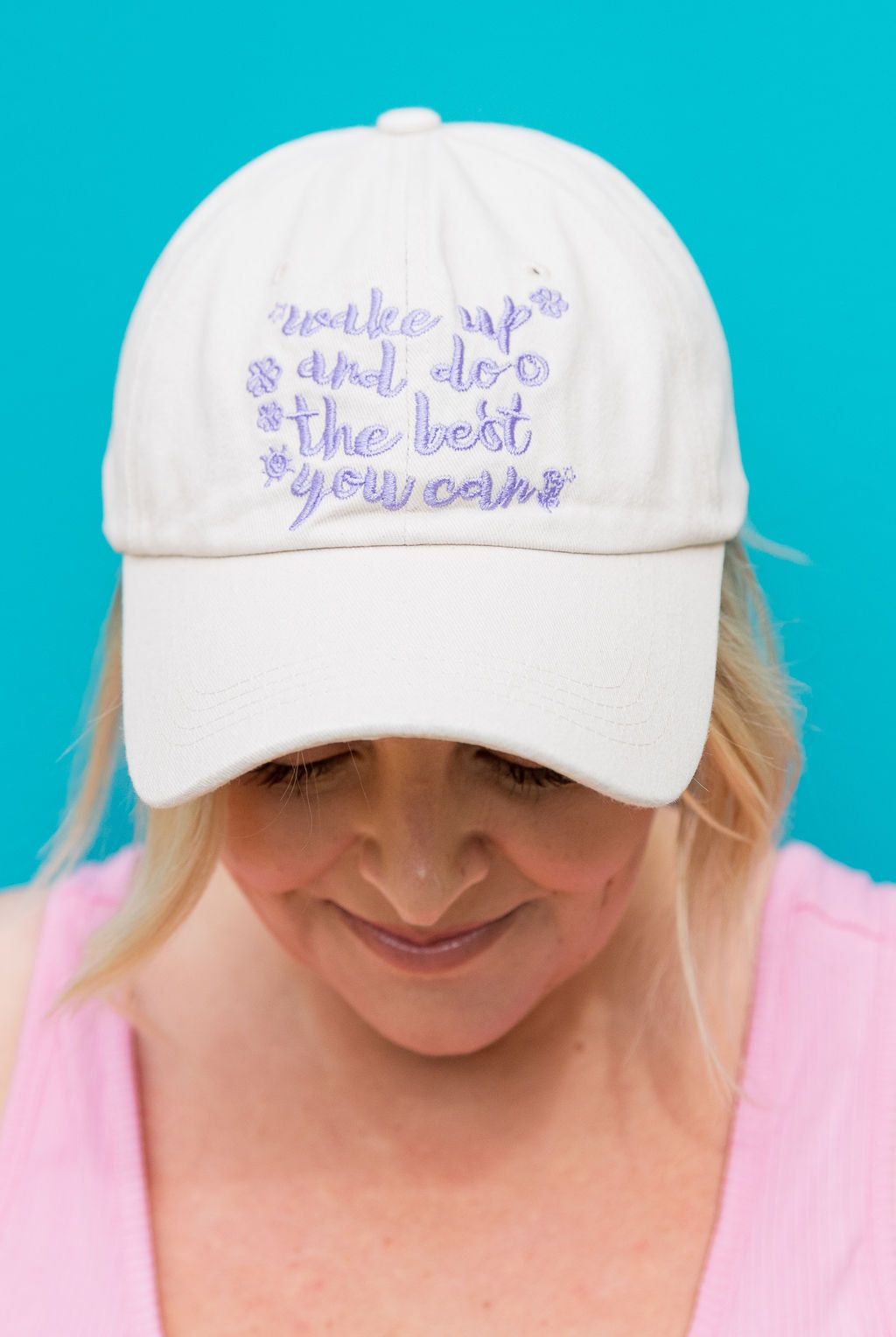Essentials Slogan Cap in Show Up Cream