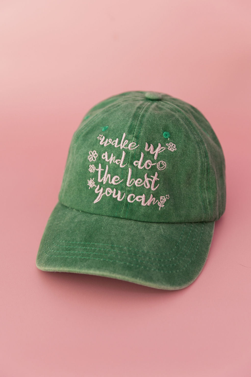 Essentials Slogan Cap in Show Up Green