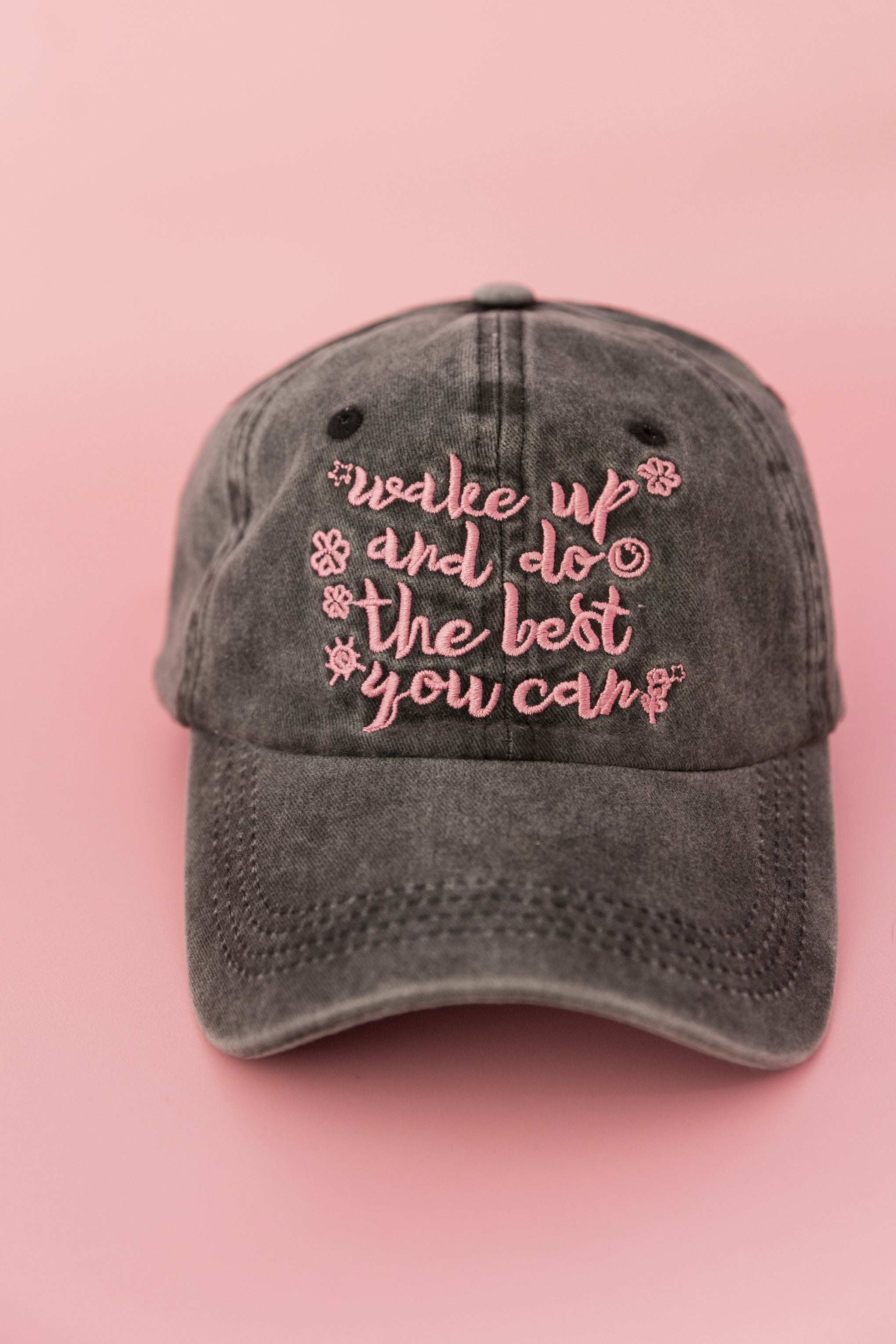 Essentials Slogan Cap in Show Up Black