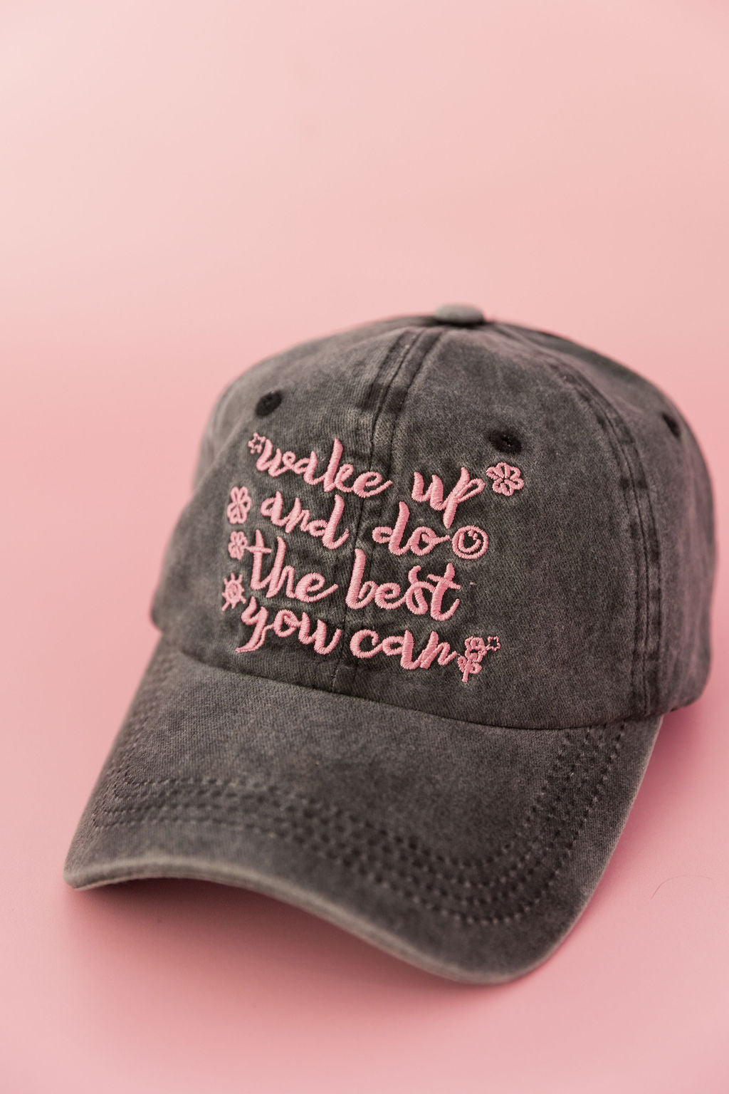 Essentials Slogan Cap in Show Up Black