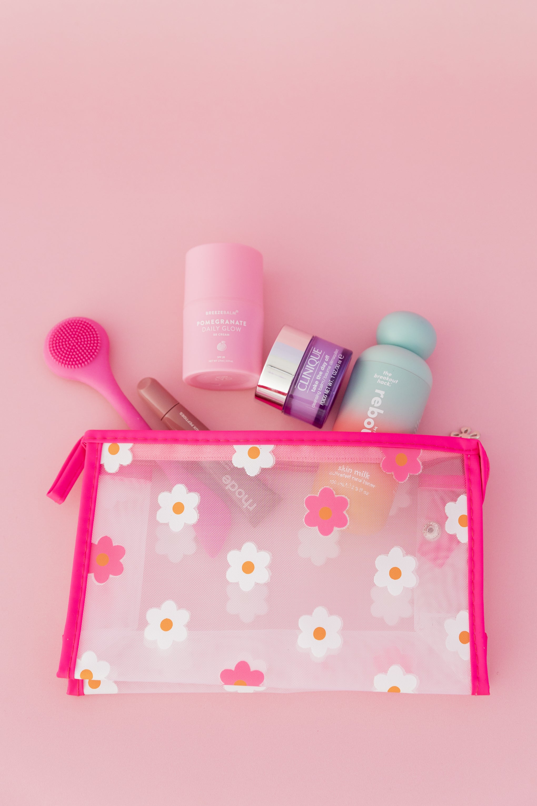 Floral Cosmetics Bag in Pink