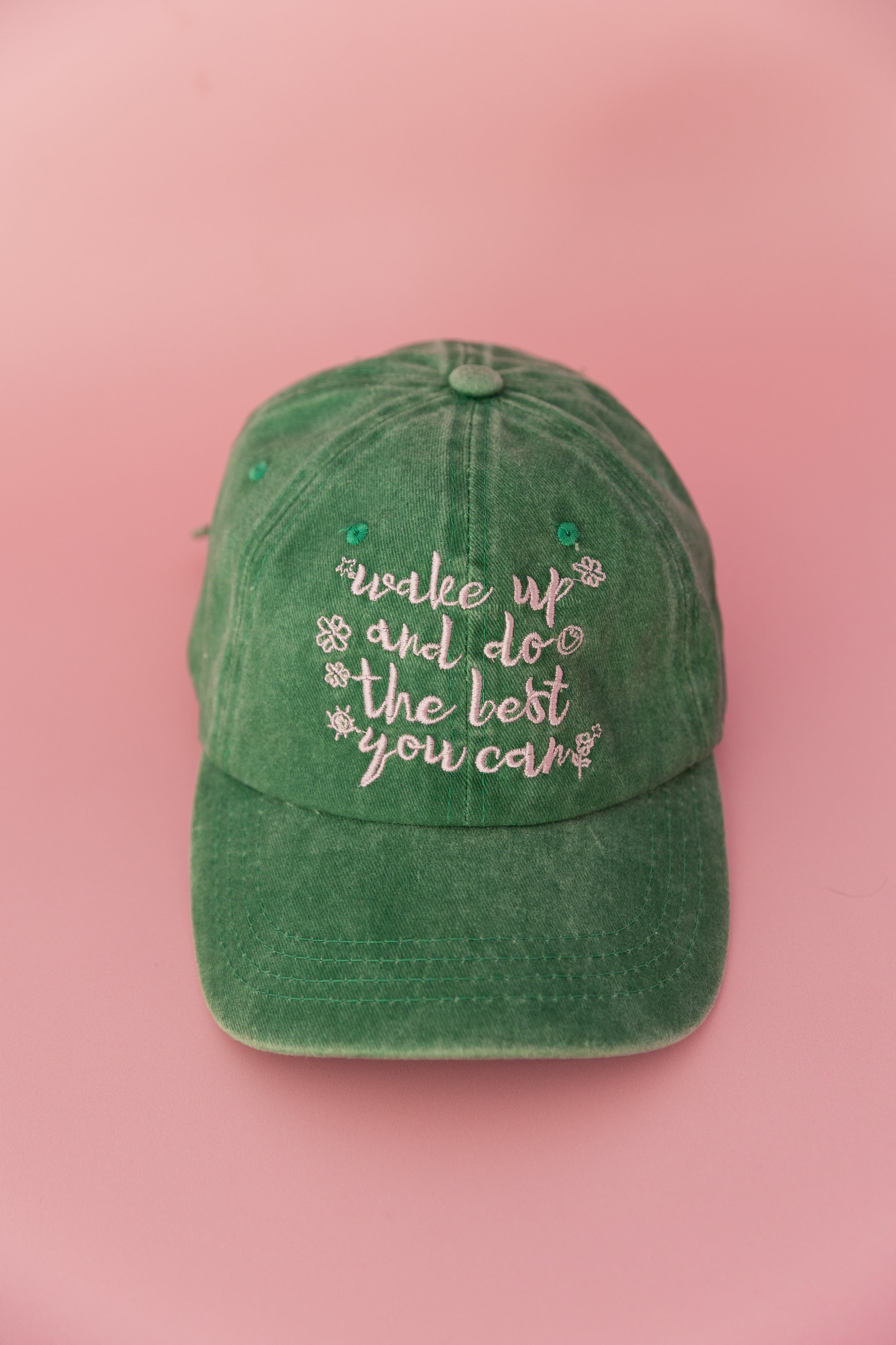 Essentials Slogan Cap in Show Up Green