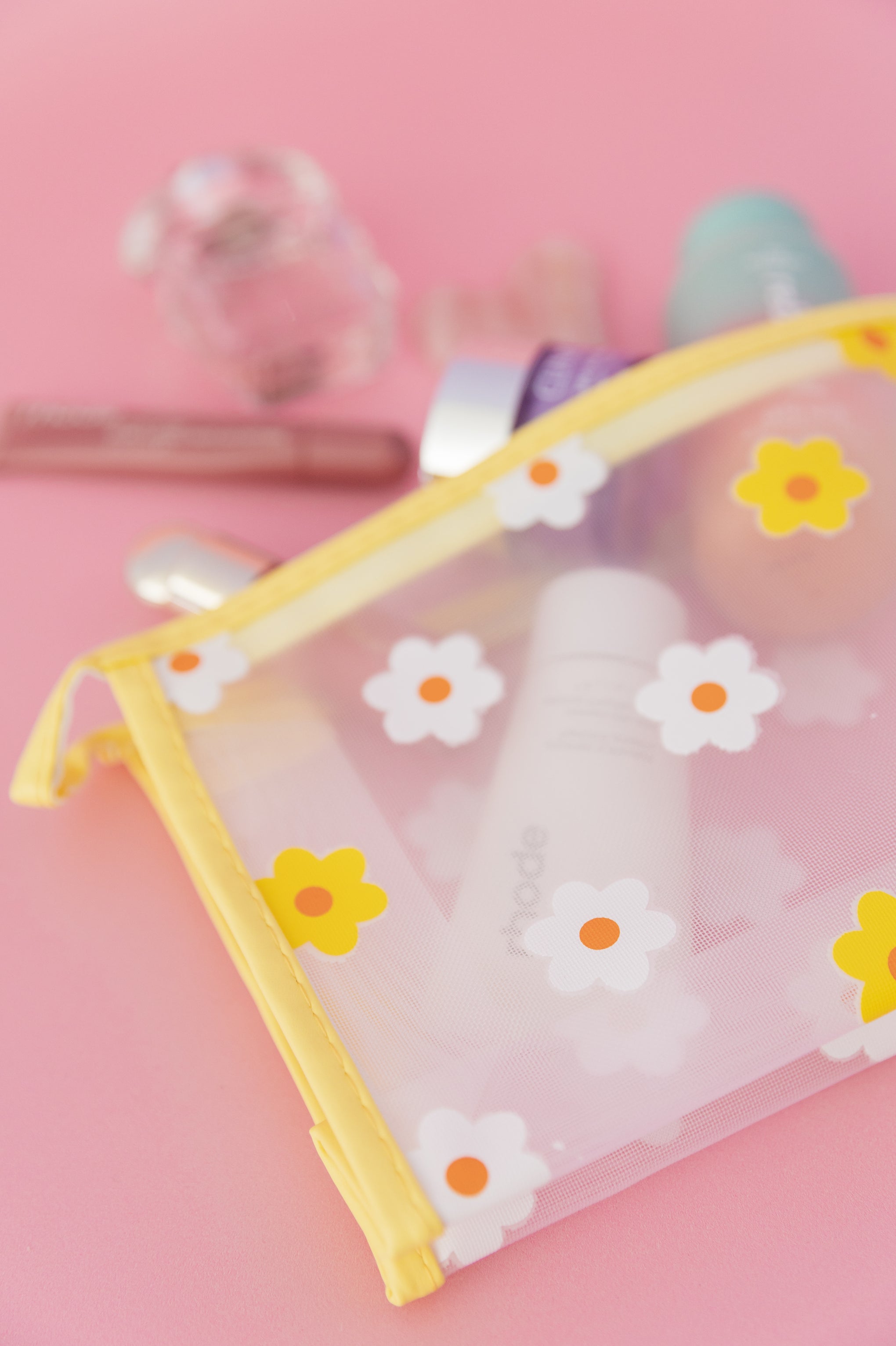Floral Cosmetics Bag in Yellow
