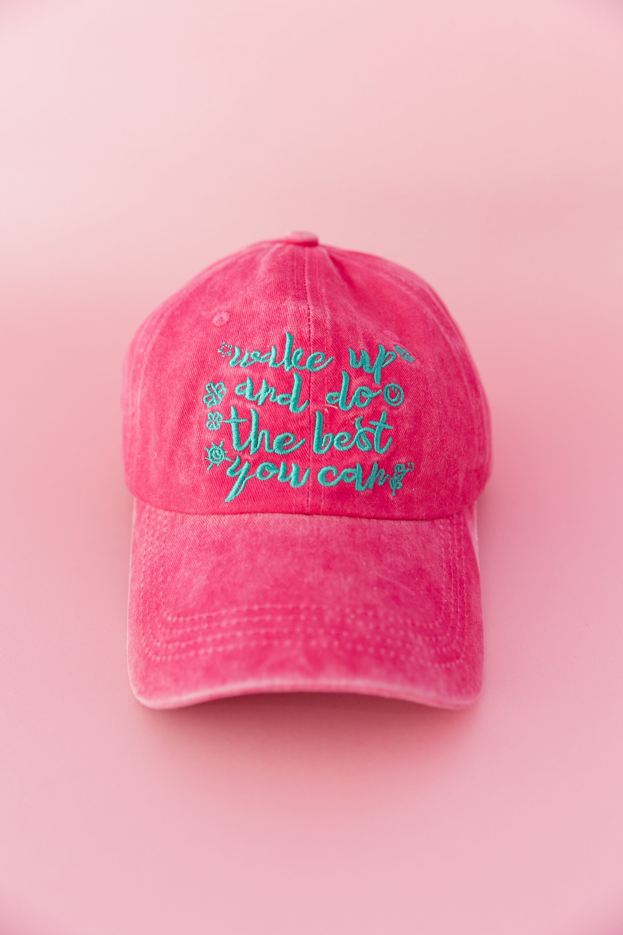Essentials Slogan Cap in Show Up Magenta