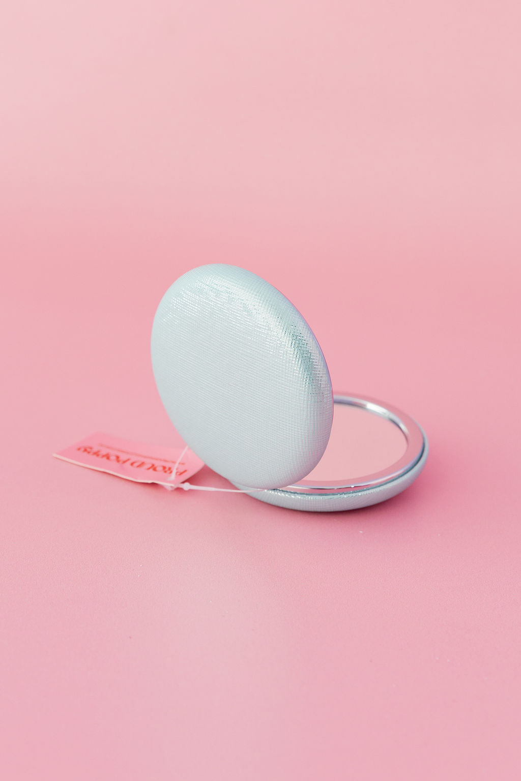 Round Pocket Mirror in Metallic Aqua Blue