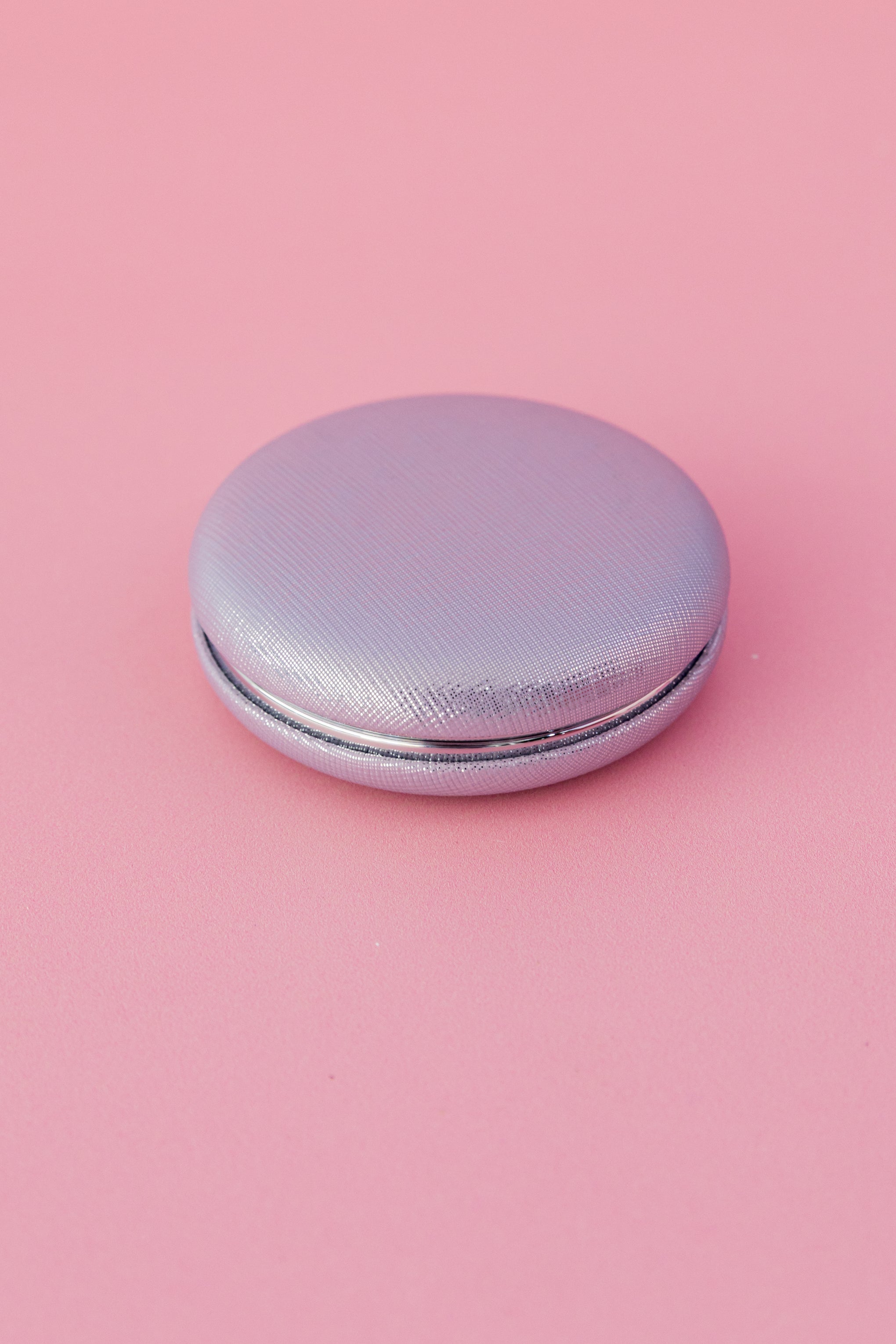 Round Pocket Mirror in Metallic Lilac