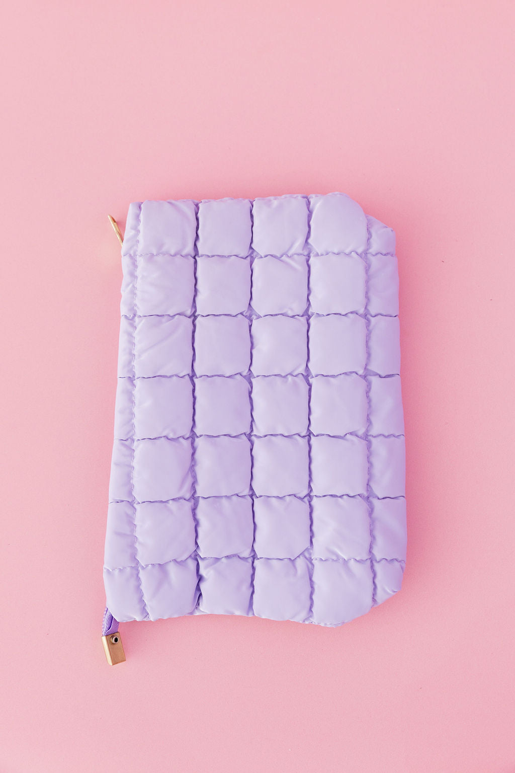 Quilted Cosmetics Bag in Pastel Lilac