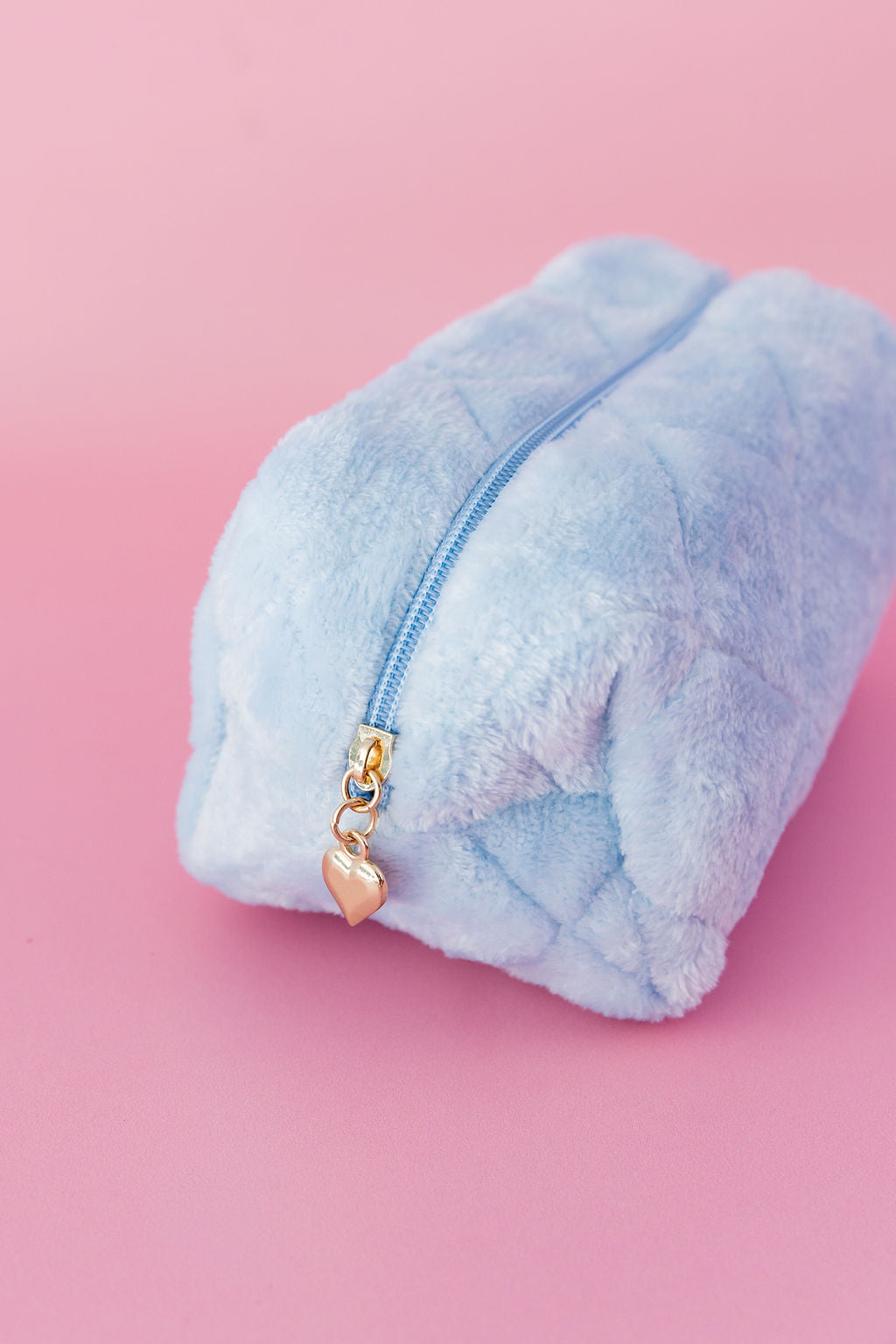 Faux Fur Cosmetics Bag in Baby Blue