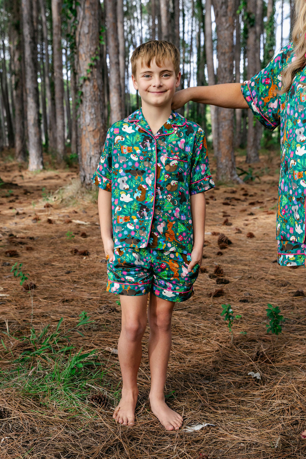 Kids Elves Shirt & Shorts Sleepwear Set in Christmas Critters by Kasey Rainbow