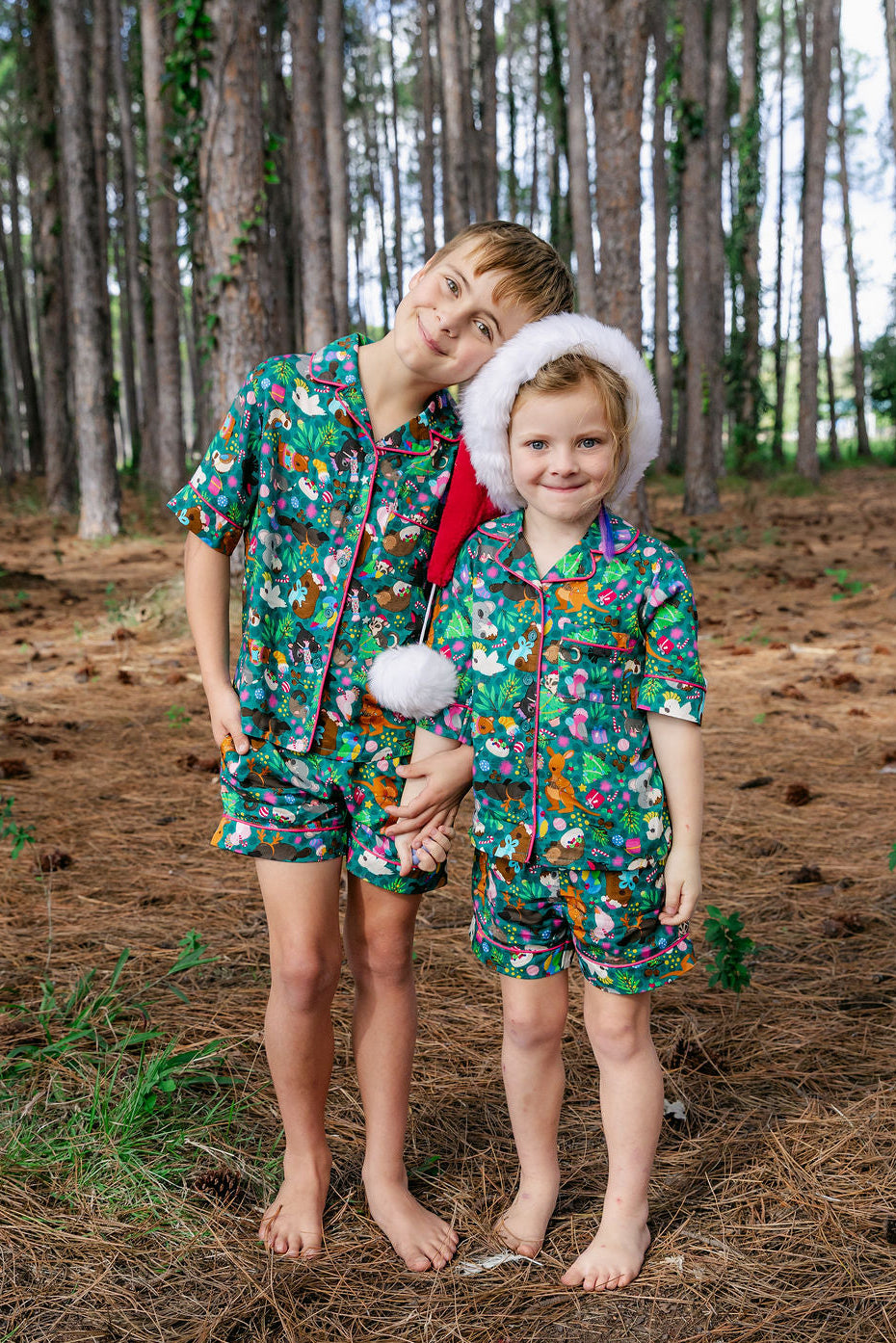Kids Elves Shirt & Shorts Sleepwear Set in Christmas Critters by Kasey Rainbow