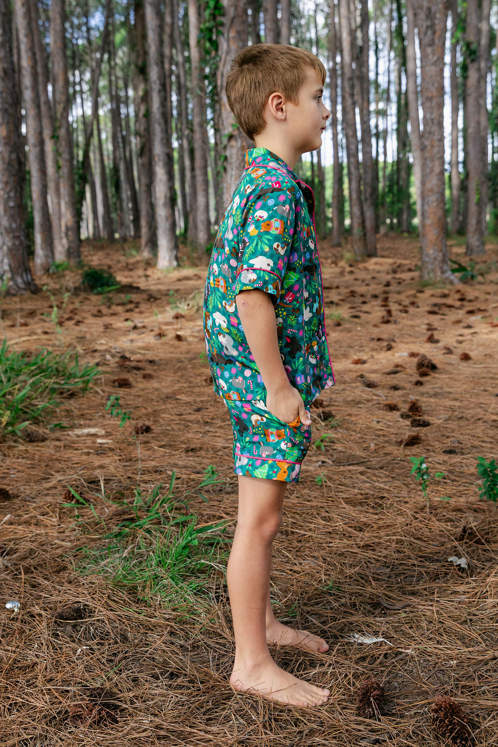 Kids Elves Shirt & Shorts Sleepwear Set in Christmas Critters by Kasey Rainbow