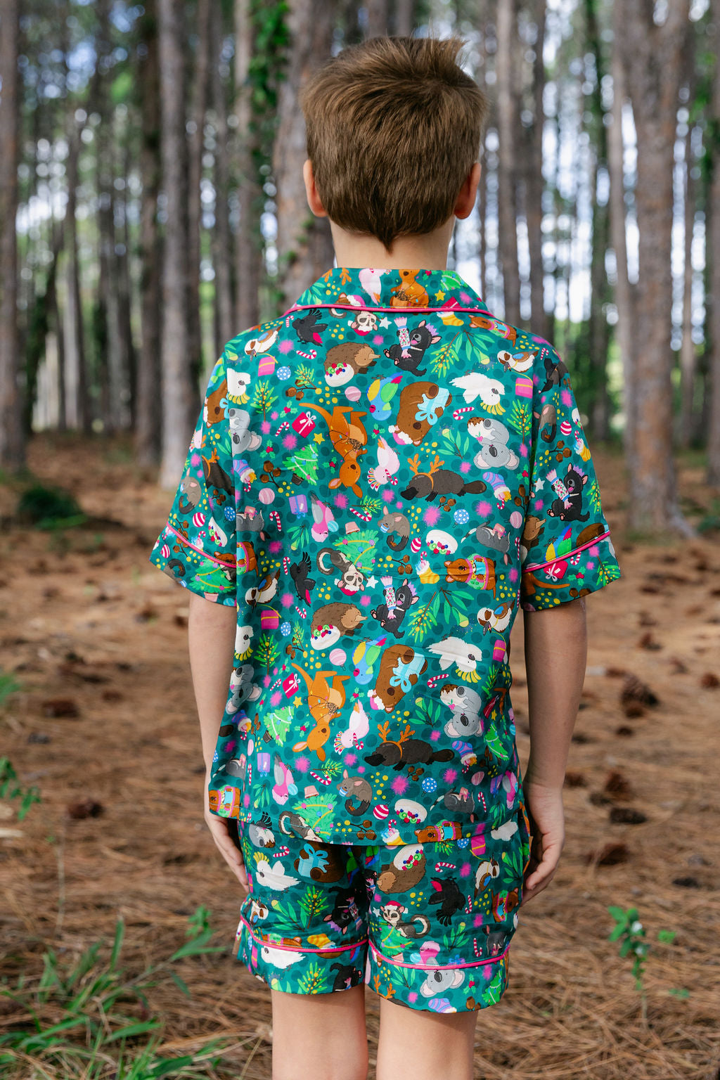 Kids Elves Shirt & Shorts Sleepwear Set in Christmas Critters by Kasey Rainbow