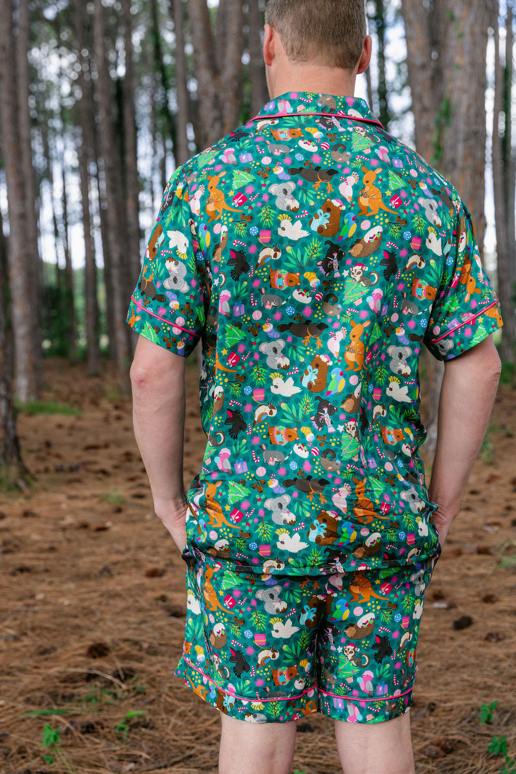 Mens Snowman Shirt & Shorts Sleepwear Set in Christmas Critters by Kasey Rainbow