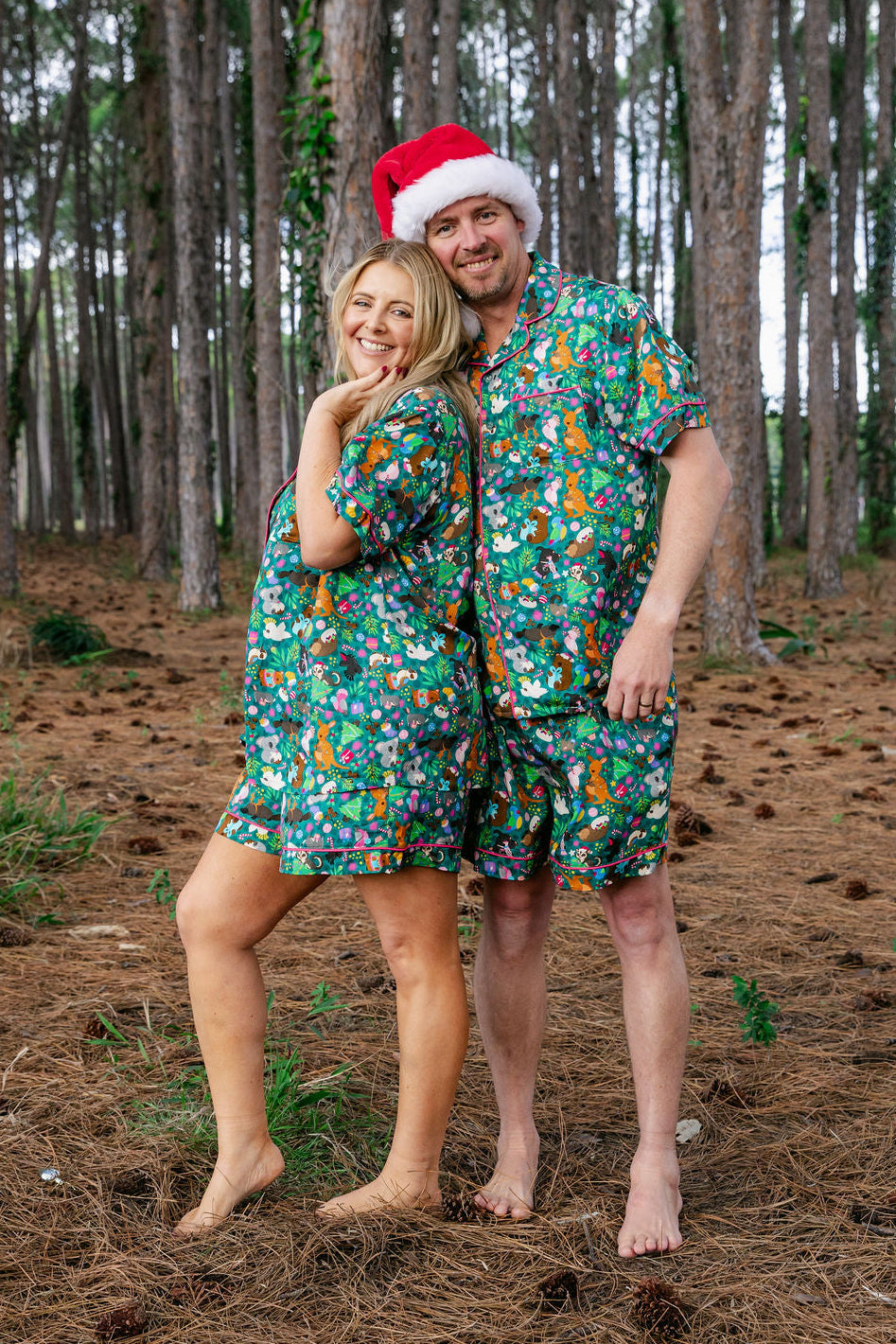 Mens Snowman Shirt & Shorts Sleepwear Set in Christmas Critters by Kasey Rainbow