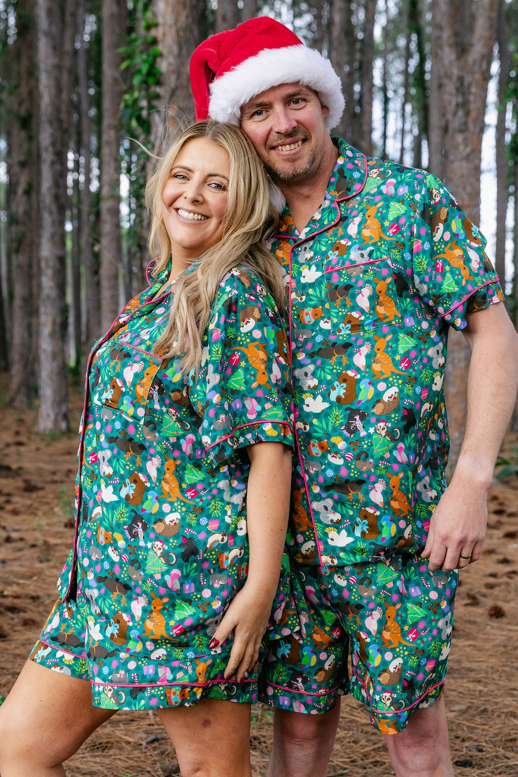 Womens Mistletoe Shirt & Shorts Sleepwear Set in Christmas Critters by Kasey Rainbow
