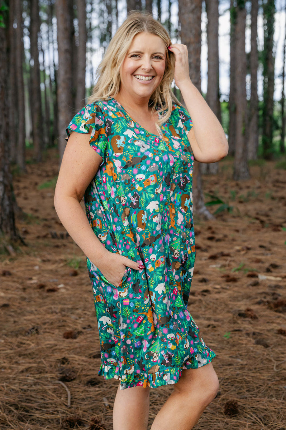 Jolly Nightie in Christmas Critters by Kasey Rainbow