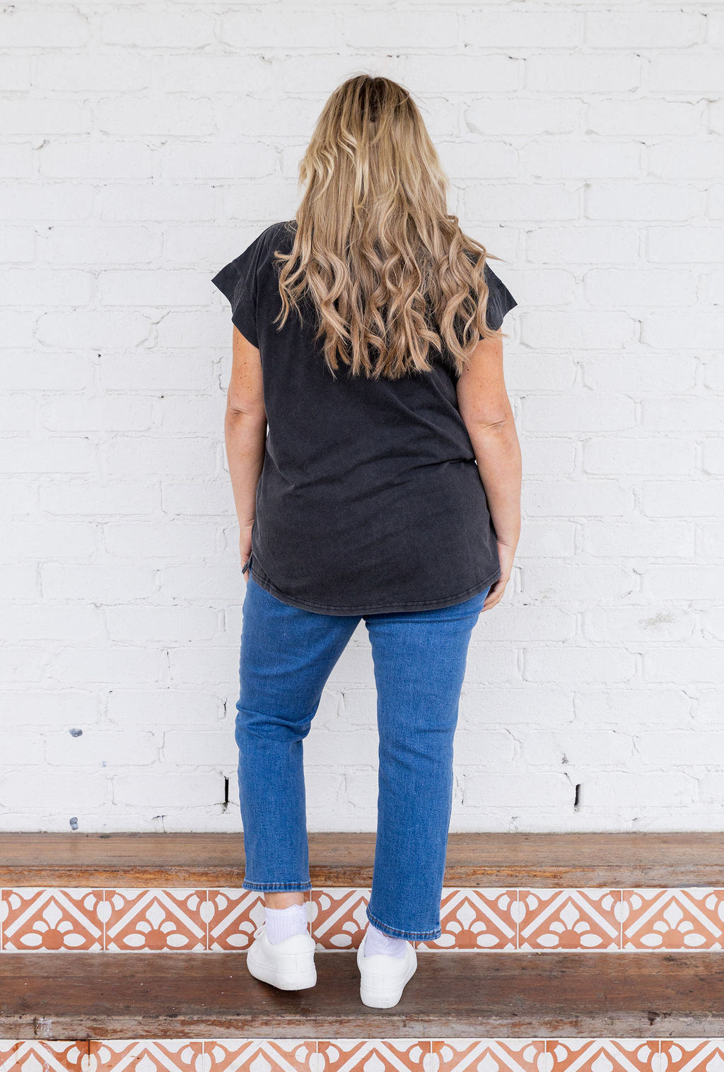 Selene Cap Sleeve Tee in Charcoal