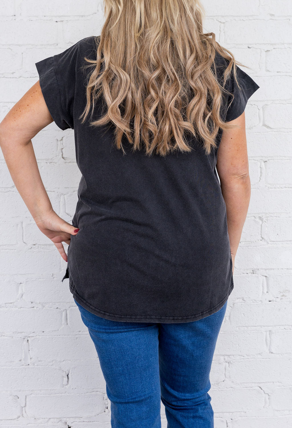 Selene Cap Sleeve Tee in Charcoal