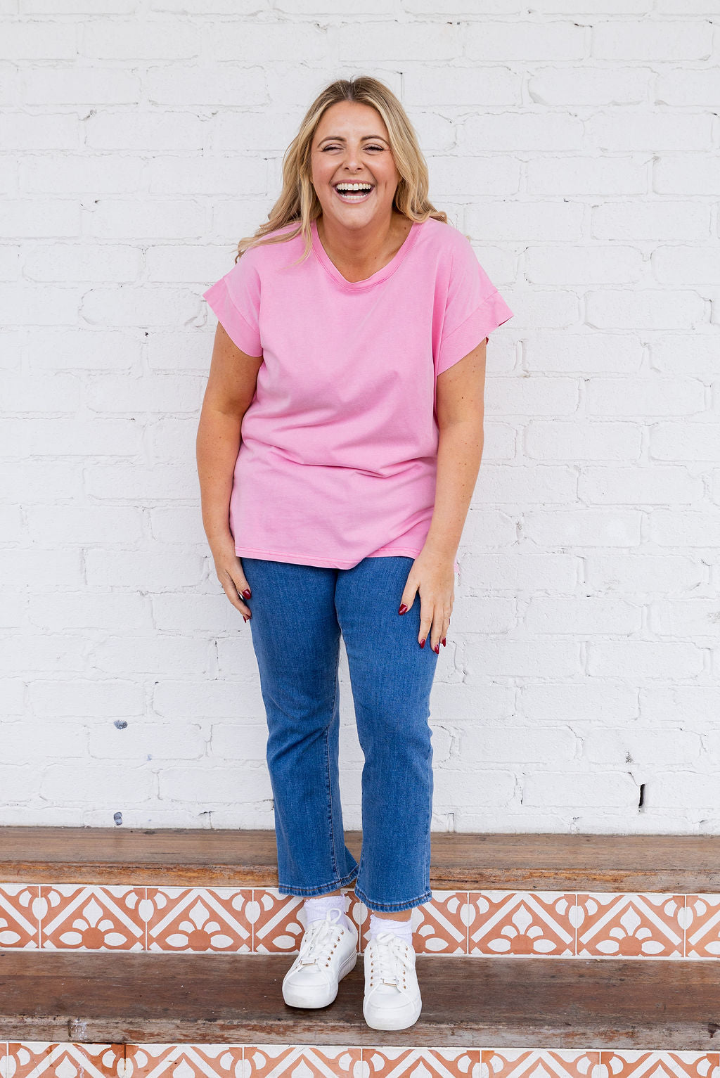 Selene Cap Sleeve Tee in Bubblegum