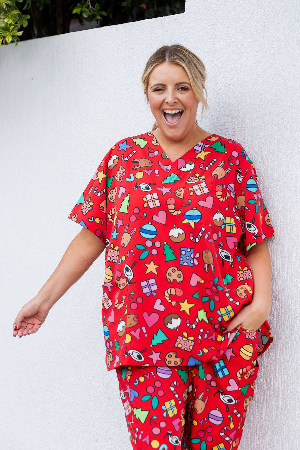 Jazz Scrubs in Red Christmas by Kasey Rainbow