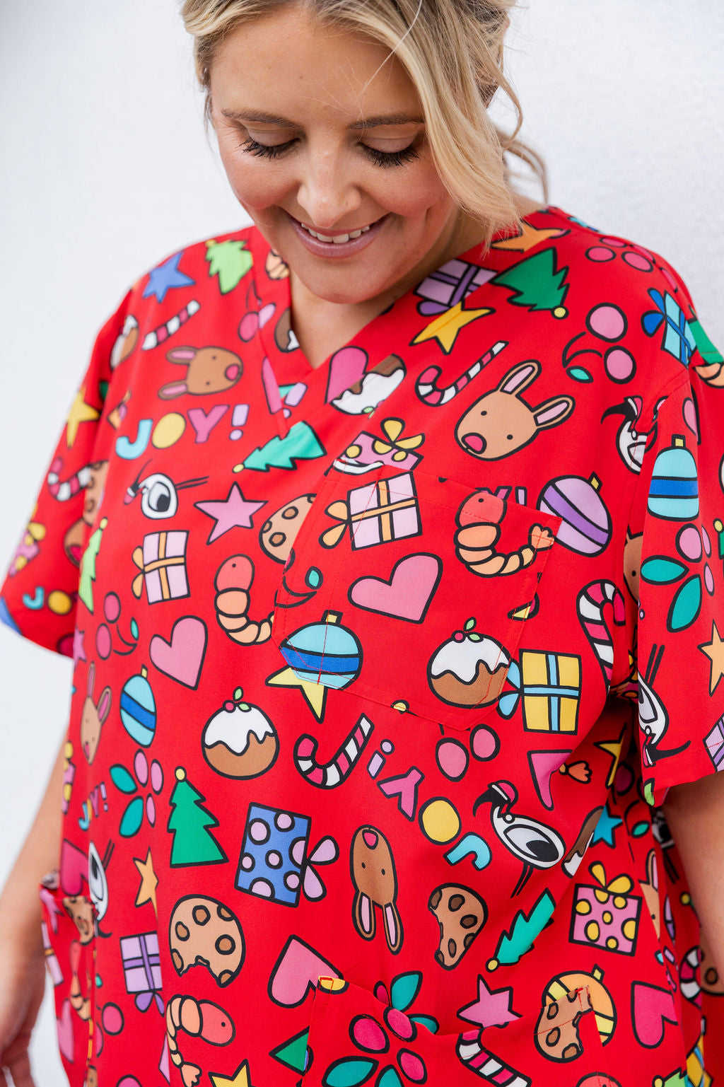 Jazz Scrubs in Red Christmas by Kasey Rainbow
